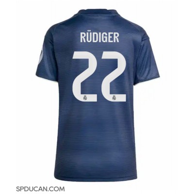 Zenski Nogometni Dres Real Madrid Antonio Rudiger #22 Gostujuci 2025-26 Kratak Rukav Zenski Nogometni Dres Real Madrid Antonio Rudiger #22 Gostujuci 2025-26 Kratak Rukav